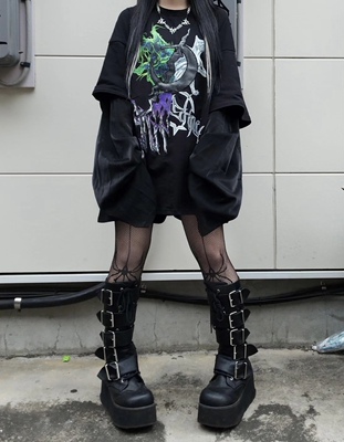 Demonia暗黑哥特亚B文化TRASHVILLE-518原宿辣妹朋克摇滚厚底靴