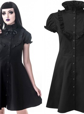 潮牌KILLSTAR Lilian Lies莉莲的谎言哥特复古高领连衣裙