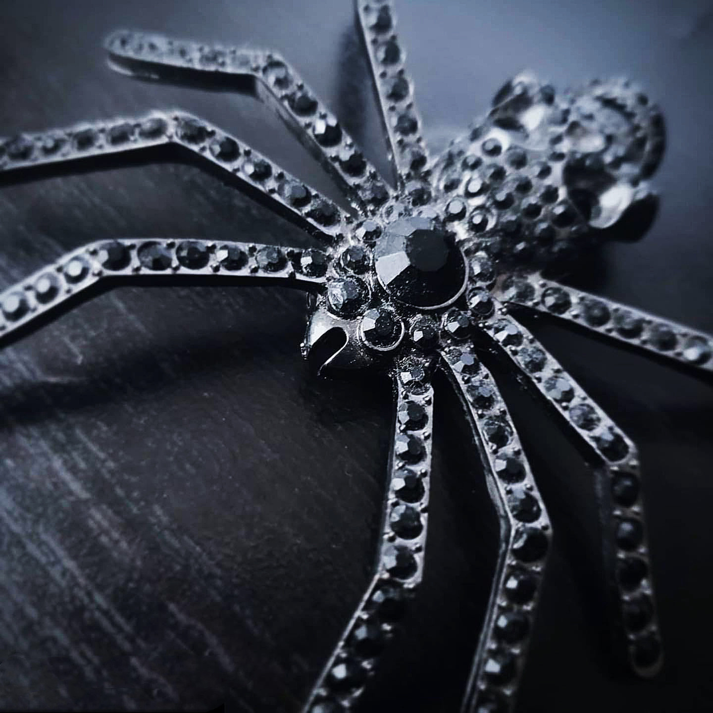 暗黑哥特怪诞髅蜘蛛满钻胸针