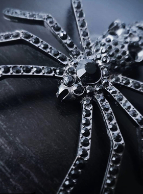 现货KREEPSVILLE 666暗黑哥特怪诞Dia Spider Skull骷髅蜘蛛胸针