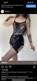 KILLSTAR哥特暗黑VIOLENTA骷髅教皇十字架摇滚朋克透视插画连体衣