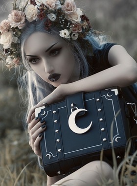 KILLSTAR暗黑哥特亚文化MYTH新月维多利亚复古铆钉街头神话手提包