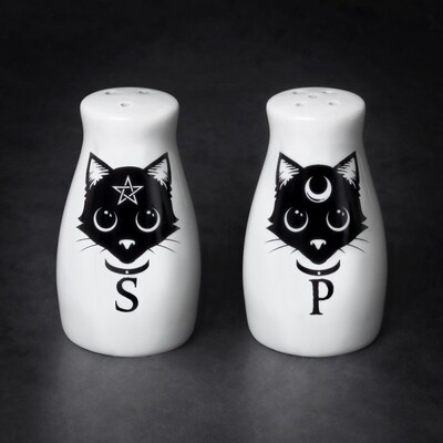 Alchemy Gothic MRSP3 CATS:SALT&PEPPER SET黑猫图案调料瓶套装