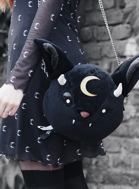 KILLSTAR Vampir哥特吸血鬼新月毛绒蝙蝠头暗黑亚文化挎包