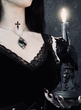 alchemy树脂暗黑哥特乌鸦烛台