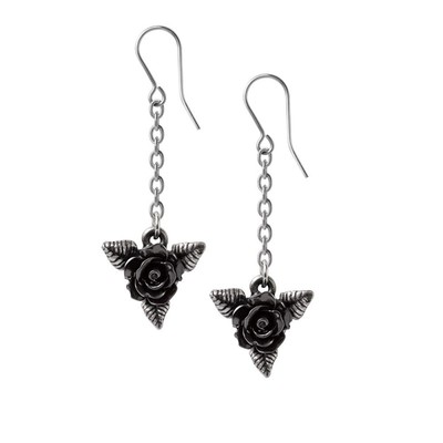 Alchemy Gothic E472 BLACK ROSE DROPPERS 哥特风黑玫瑰吊坠耳环