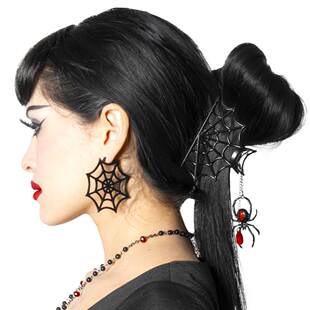 KREEPSVILLE 666暗黑哥特Spider Charm Web蜘蛛网摇滚黑发饰抓夹
