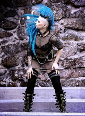 KILLSTAR暗黑哥特ALLNIGHTER细闪摇滚朋克舞台透视网纱打底连衣裙