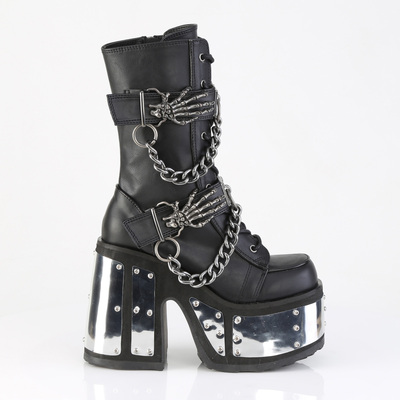 美国Demonia暗黑哥特CAMEL-120金属面板包裹平台款系带踝靴