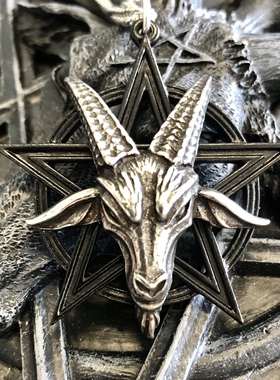 英国A牌五芒星山羊头哥特项链