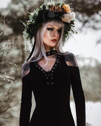 潮牌KILLSTAR Onyx Fall-Deep哥特朋克气眼绑带不规则连衣裙