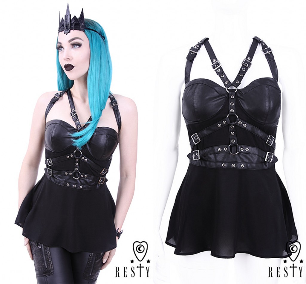 哥特风暗黑绑带女巫朋克小背心