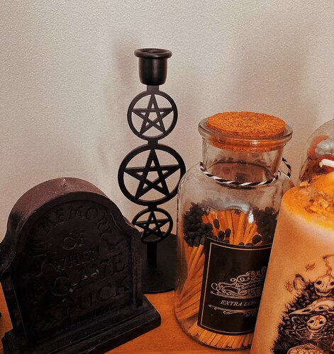KILLSTAR暗黑哥特亚文化PENTAGRAM五芒星白m法铁艺复古烛台中号