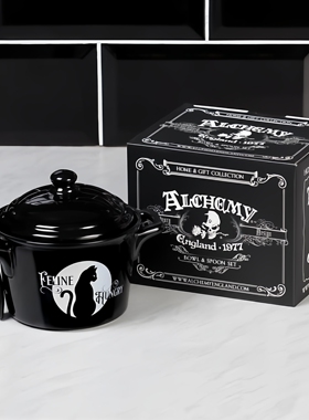 Alchemy Gothic MRB7 FELINE HUNGRY哥特风黑色月猫盖碗勺子套装