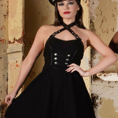 现货KILLSTAR暗黑哥特亚文化Sergeant制服款挂脖修身露背连衣裙