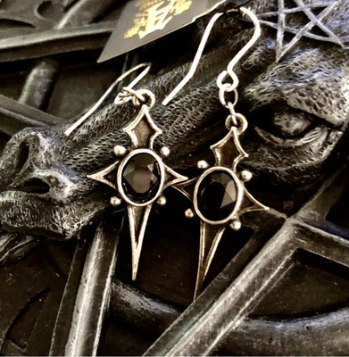 哥特黑水晶生命之星耳环