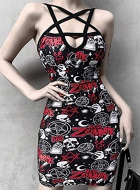 潮牌KILLSTAR与ROB ZOMBIE合作款Demonoid魔鬼五芒星连衣裙