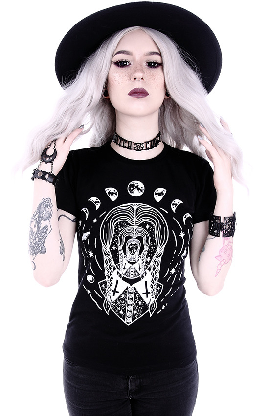 东欧哥特月相十字架短袖T恤