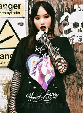 KILLSTAR暗黑哥特亚文化ANNOYING独角兽爱心摇滚朋克街头短袖T恤