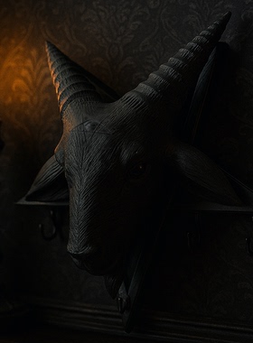 现货KREEPSVILLE 666暗黑哥特怪诞GOATHEAD巴风特黑山羊玄关壁饰