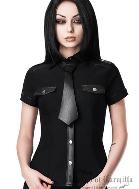 KILLSTAR暗黑哥特亚文化Squadron Sixx朋克摇滚街头领带修身衬衫