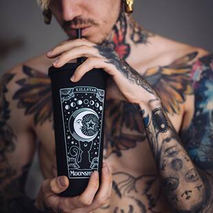 KILLSTAR哥特暗黑Moonshine黑猫LUNA月亮摇滚朋克塑料吸管冷饮杯