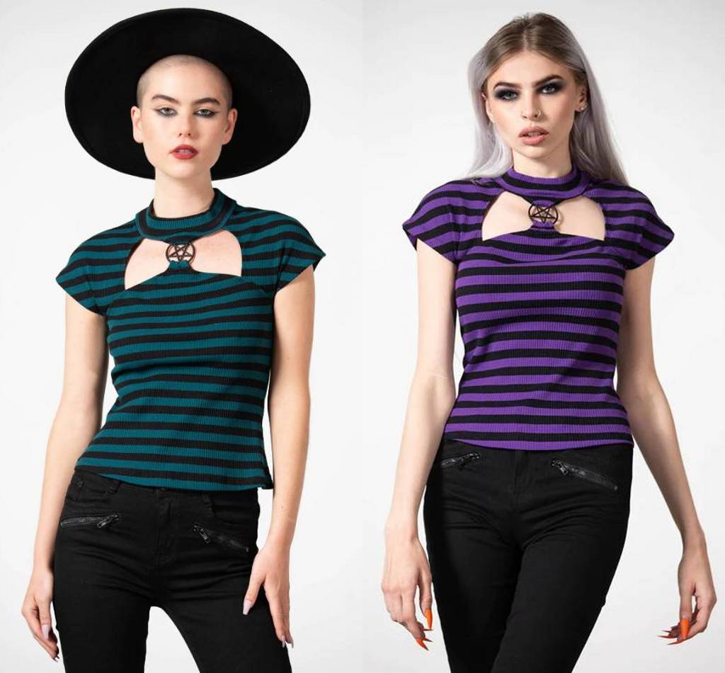 KILLSTAR五芒星亚文化条纹T恤