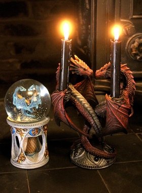 NS Anne Stocks哥特幻想飞龙中世纪城堡复古树脂烛台