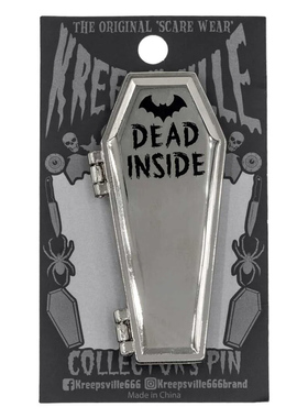 现货KREEPSVILLE 666暗黑哥特怪诞Dead Inside棺材立体骷髅别针