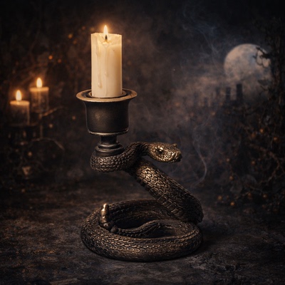 Alchemy暗黑哥特SA23 Death Rattle复古邪蛇形烛台创意蜡烛架美学