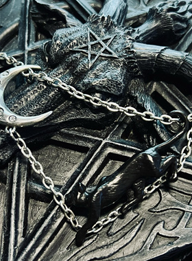 月光黑猫哥特复古项链