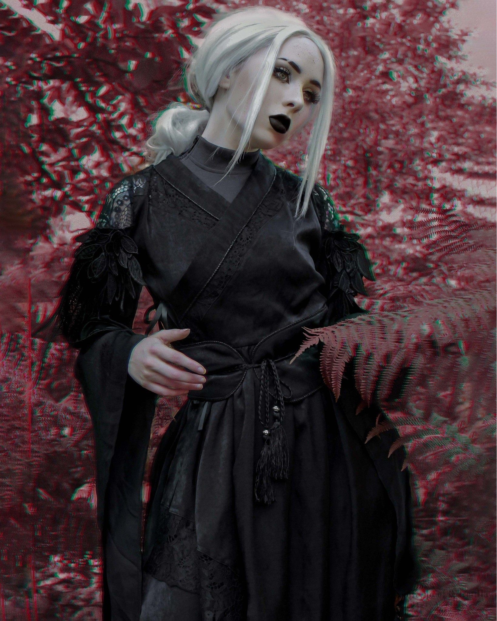 DARK IN LOVE DW380哥特暗黑维多利亚黑蕾丝吸血鬼日风和服连衣裙