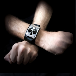 Alchemy Gothic ULA1 ACE OF DEAD SPADES 死神黑桃王牌皮革腕带