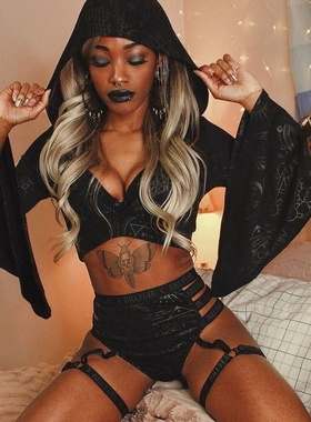 KILLSTAR暗黑哥特Sixth Sense Posing暗纹绑带吊袜带性感内裤