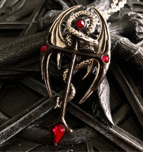 Alchemy gothic P417 Draconkreuz龙与十字架哥特朋克摇滚项链