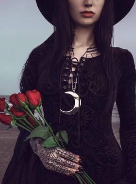 潮牌KILLSTAR Luna哥特朋克摇滚月亮项链毛衣链