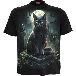 英国SPIRAL摇滚重金属哥特SPELL BOUND着魔墓地黑猫骷髅短袖T恤