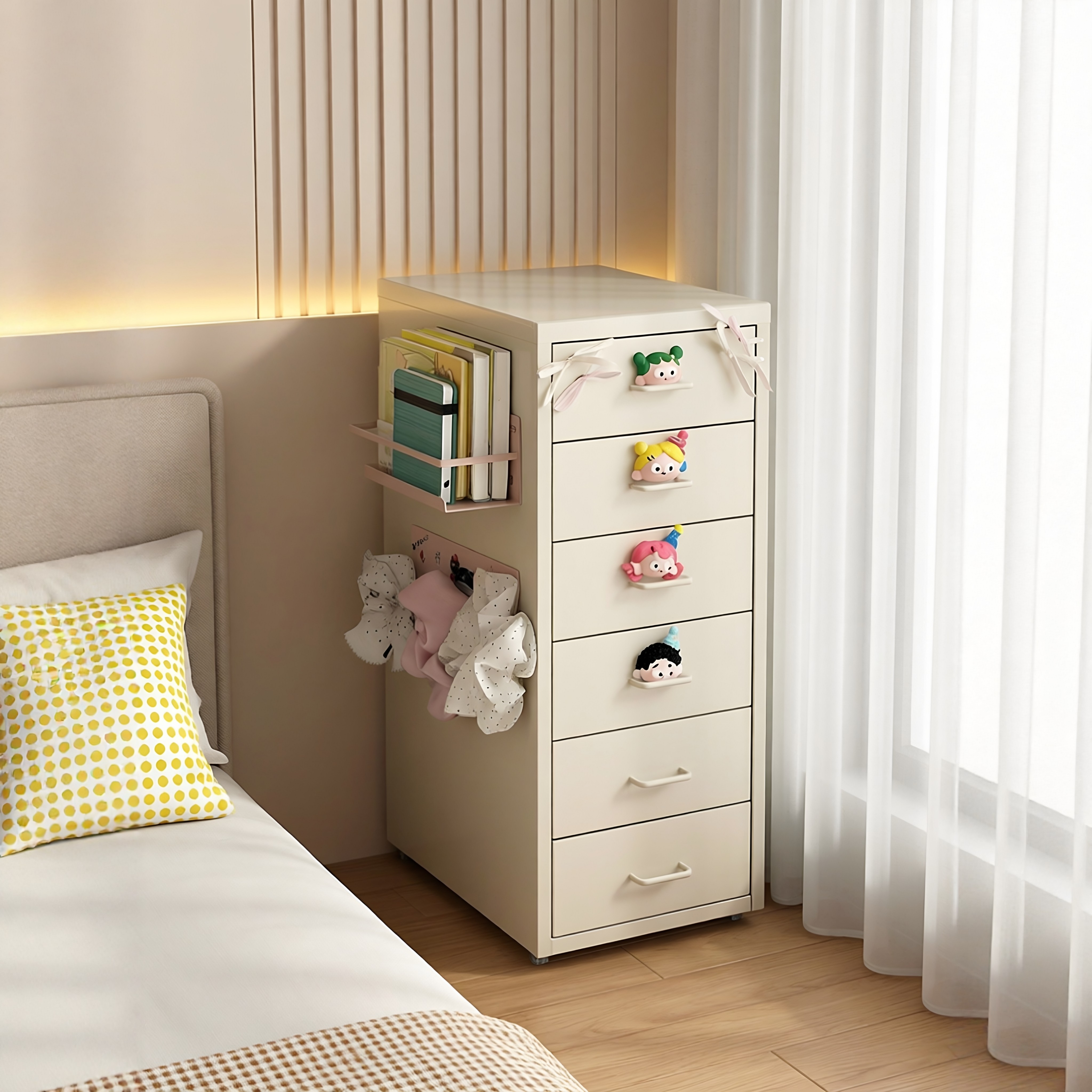 彩色防尘铁艺桌面收纳盒抽屉式储物柜办公室文件资料柜多层杂物柜