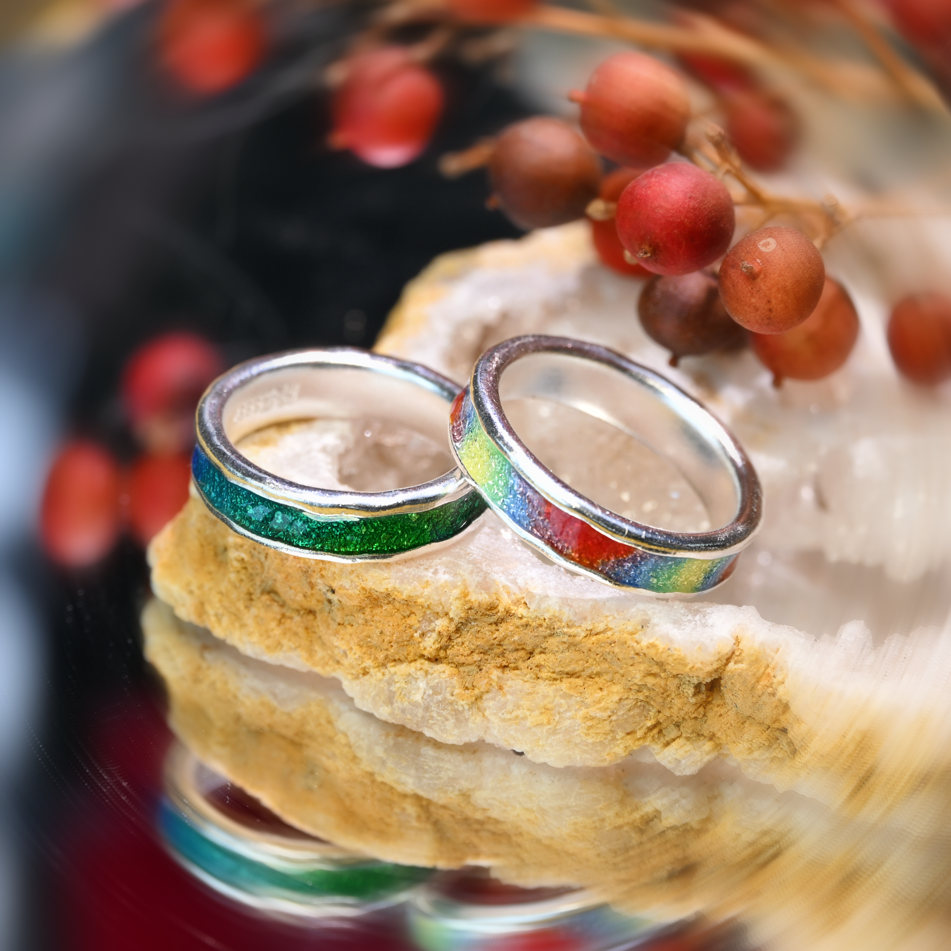 身境饰物‖忘忧河‖高温珐琅纯银戒指宽版 简洁 指环 多瑙河