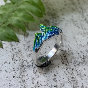 国风 高温珐琅 原创设计 足银 身境饰物‖小重山‖青绿山水戒指