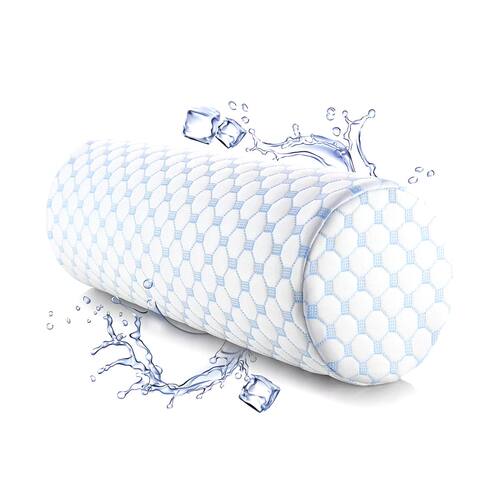 高品质冰丝凉感记忆枕慢回弹乳胶枕护颈枕圆柱形枕头便携腰靠枕V2