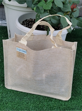 环保黄麻布袋手提袋购物袋手提包挎包空白光板简约手提袋S32