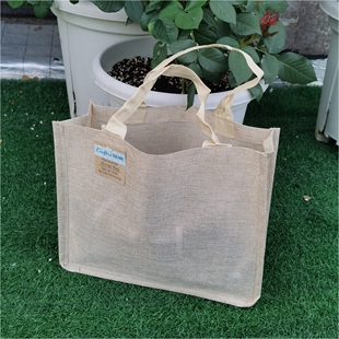 环保黄麻布袋手提袋购物袋手提包挎包空白光板简约手提袋S32