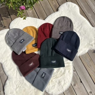 秋冬简约小标时尚 潮男女街头翻边针织帽冷帽包头帽子M11