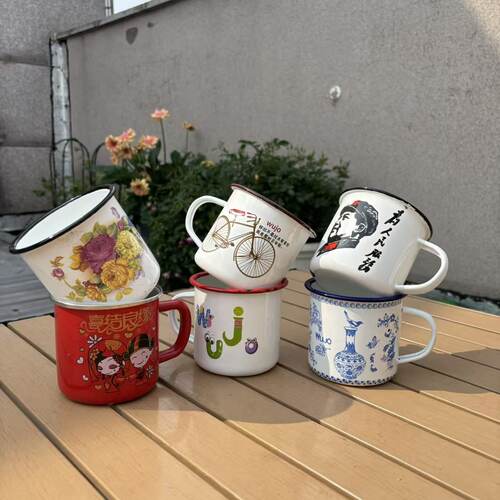 瑕疵处理 复古怀旧老式搪瓷杯茶咖啡杯喝水杯子家用户外马克杯J32