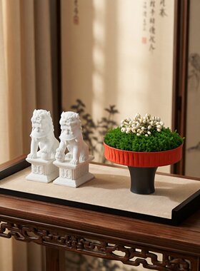 新中式托盘陶瓷茶具软装装饰摆件家居办公室创意书卷香炉组合摆设