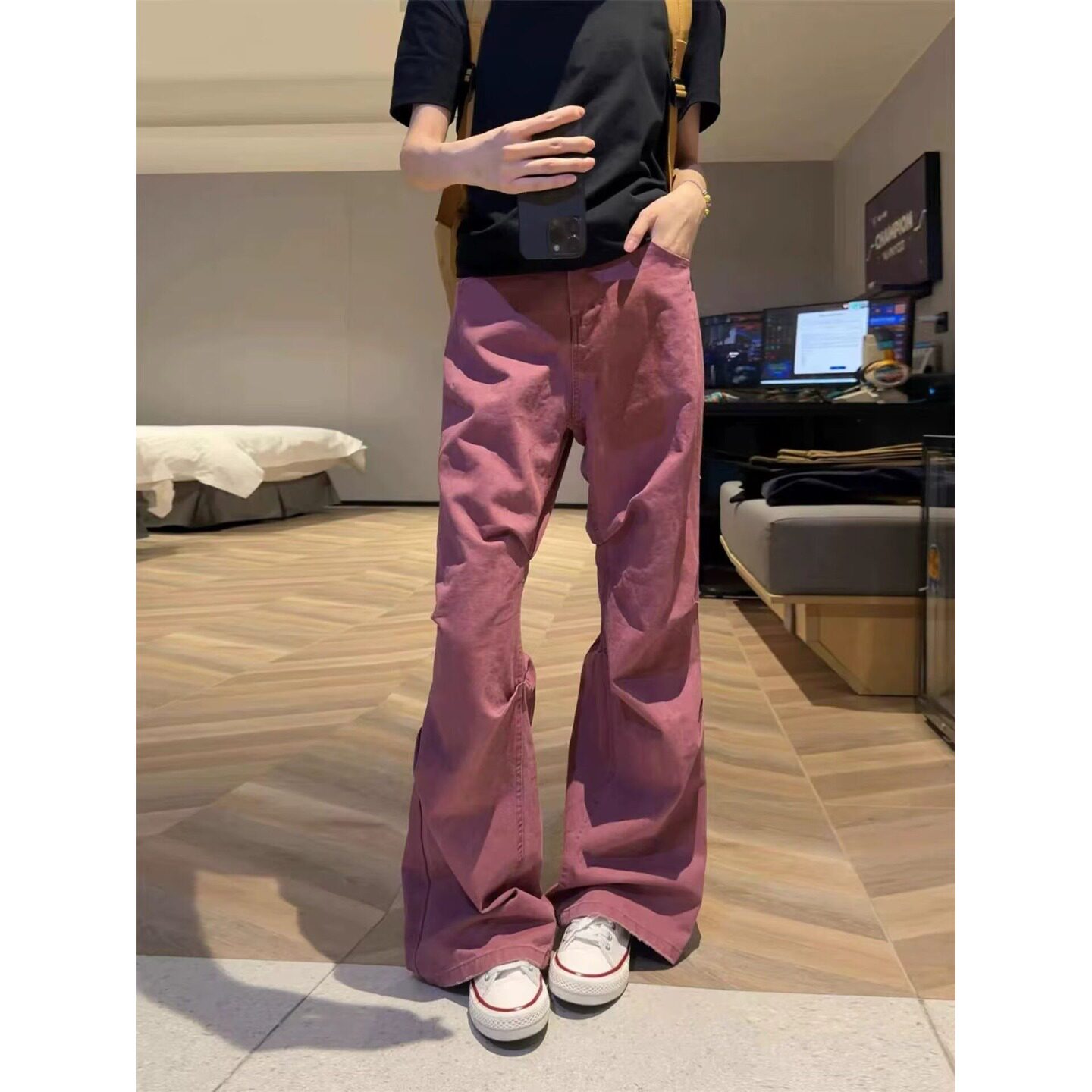 秋季潮流韩版宽松直筒阔腿裤青年男女美式休闲长裤子