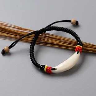 黑狗牙齿饰品婴儿成人儿童宝宝新生儿小孩男女红绳手链