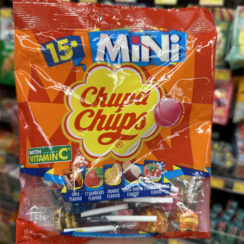 香港代购 进口Chupa Chups珍宝珠什锦味棒棒糖8条袋装96g