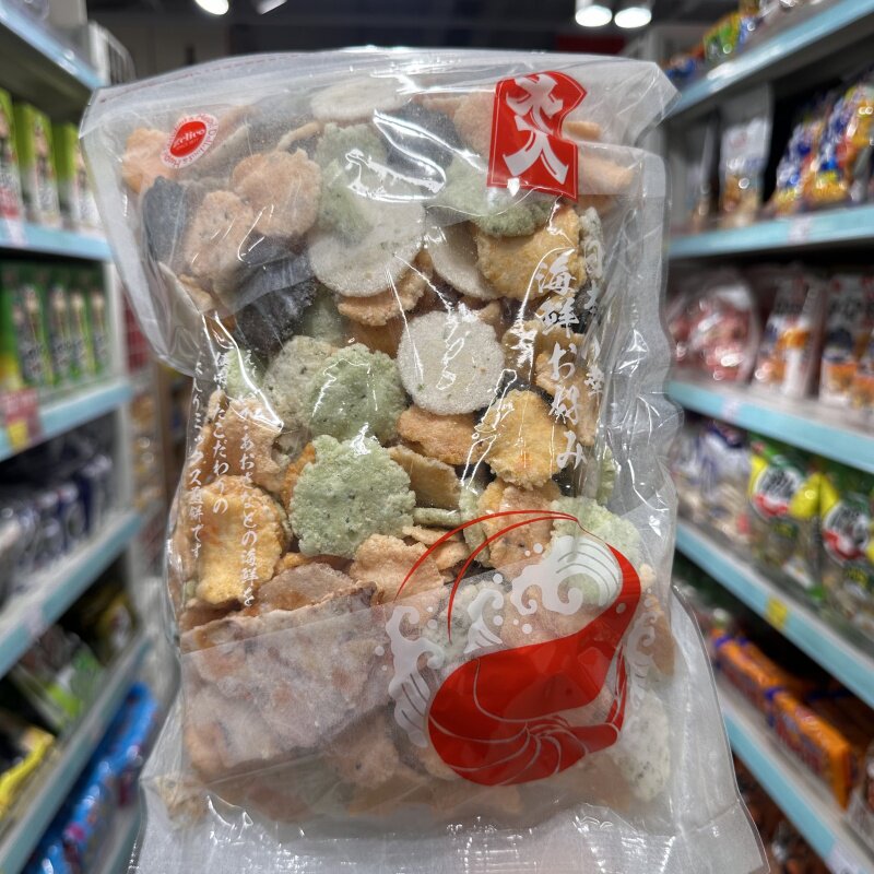 香港代购日本铃木荣光堂杂锦海鲜味米饼/原味虾片虾饼办公室零食